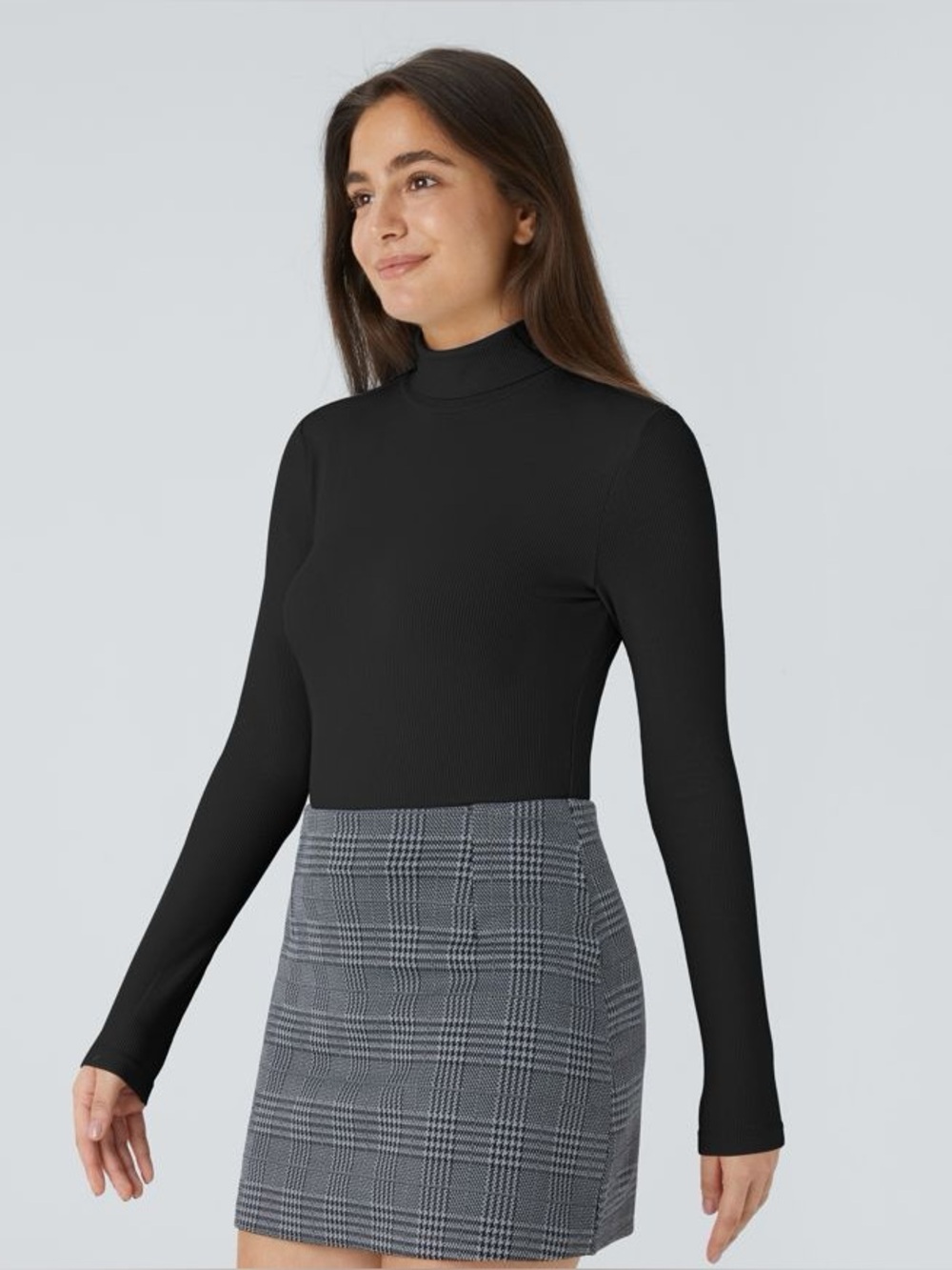 Ribbed Knit High Neck Long Sleeve Button Work Bodysuit Black Size S NWT